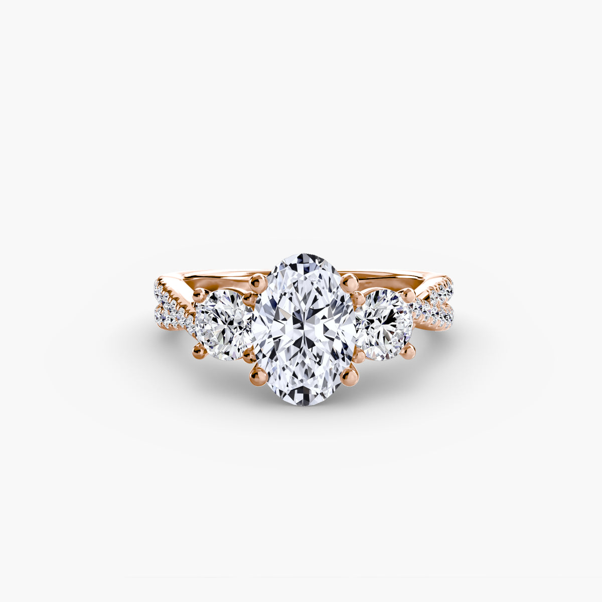 Imogen Oval Three-Stone Pavé in rose gold
