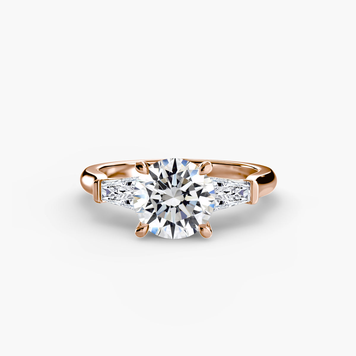 Alessia Round Three-Stone Baguette in rose gold