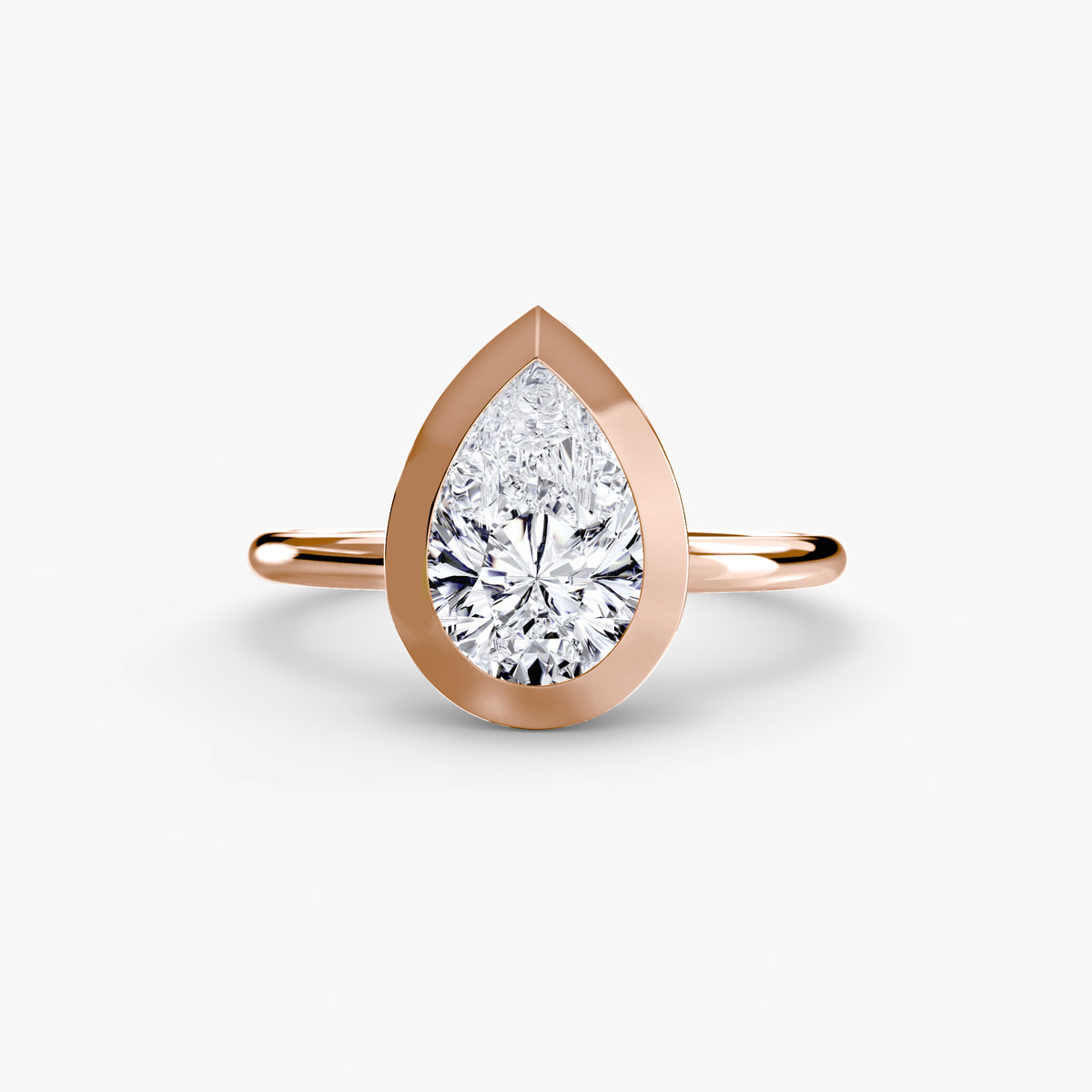 Willa Pear Bezel Solitaire in rose gold