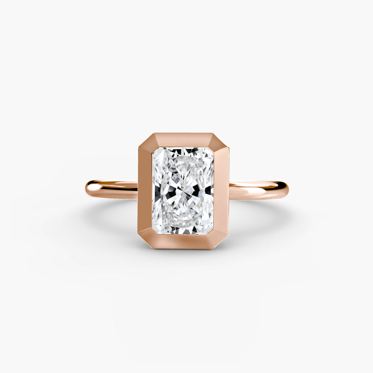 Viola Radiant Bezel Solitaire in rose gold