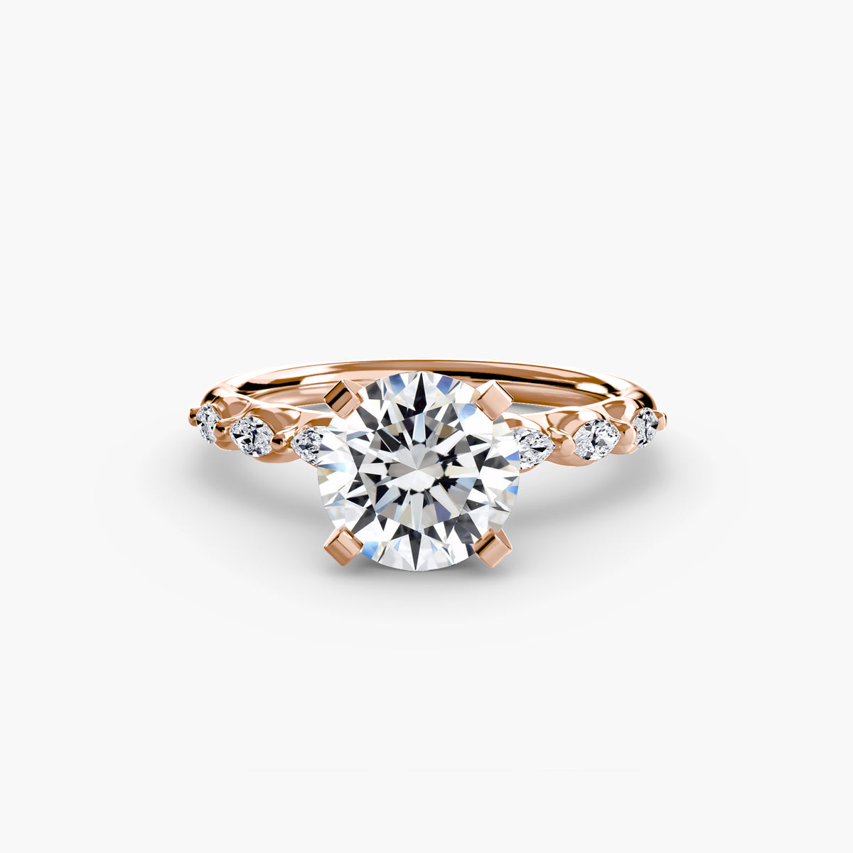 Ariane Round Floral Solitaire in rose gold