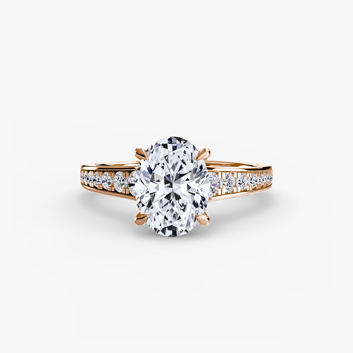 genevieve oval pavé solitaire in rose gold