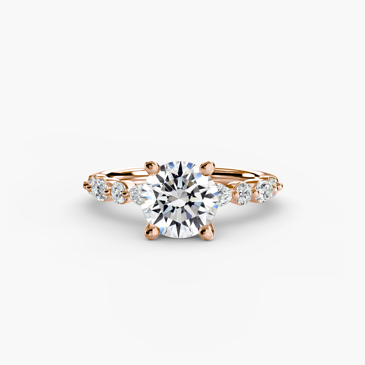 Lily Round Diamond Band Solitaire in rose gold