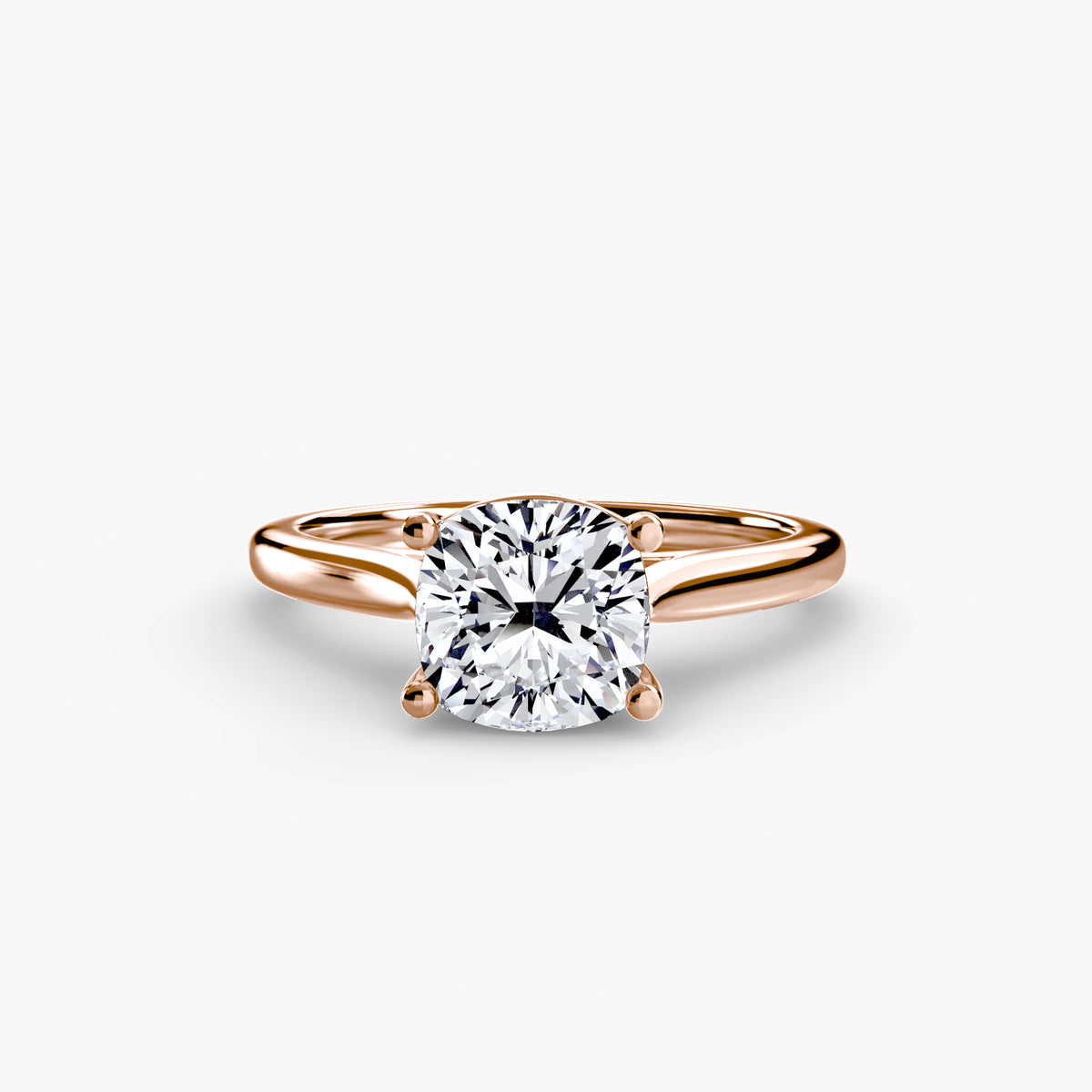Juno Cushion Four-Claw Solitaire in rose gold