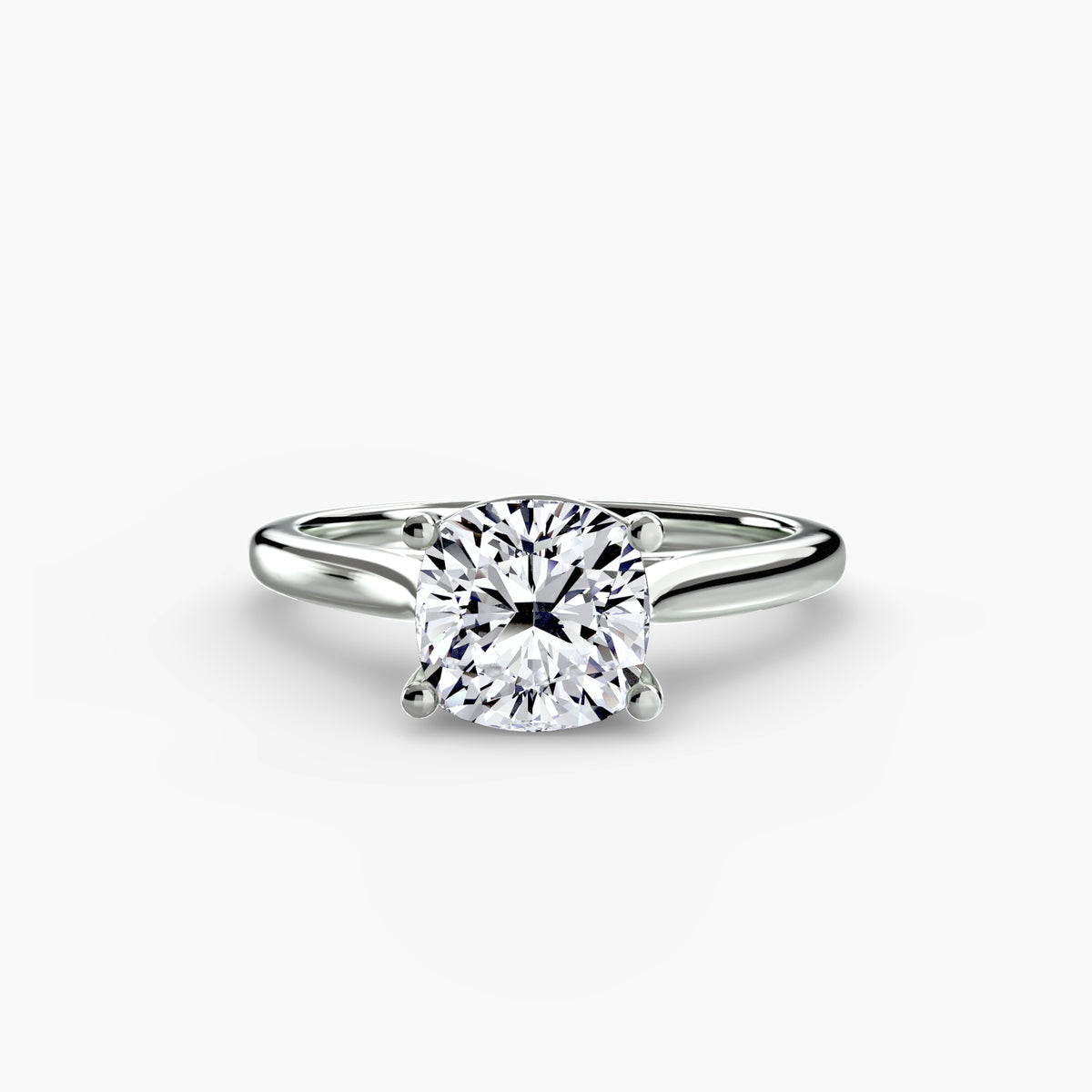 Juno Cushion Four-Claw Solitaire in white gold