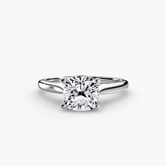 Juno Cushion Four-Claw Solitaire in white gold