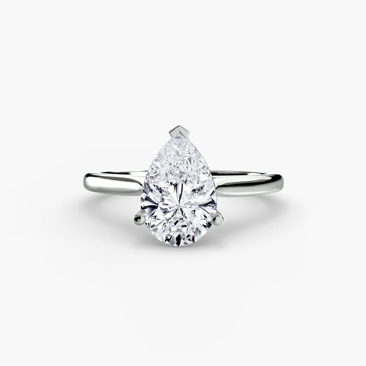 Clementine pear solitaire in white gold