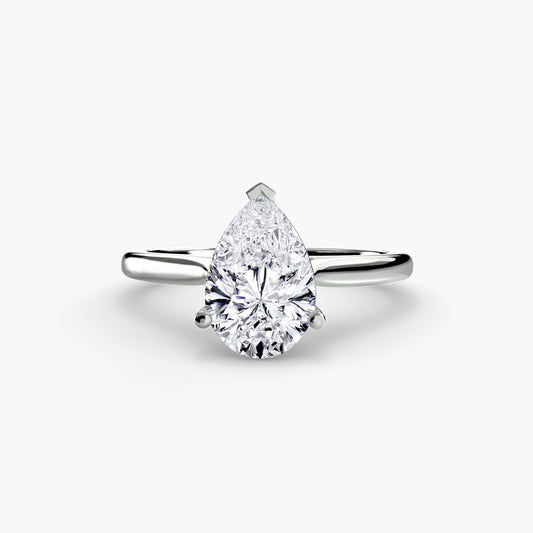 Clementine pear solitaire in white gold