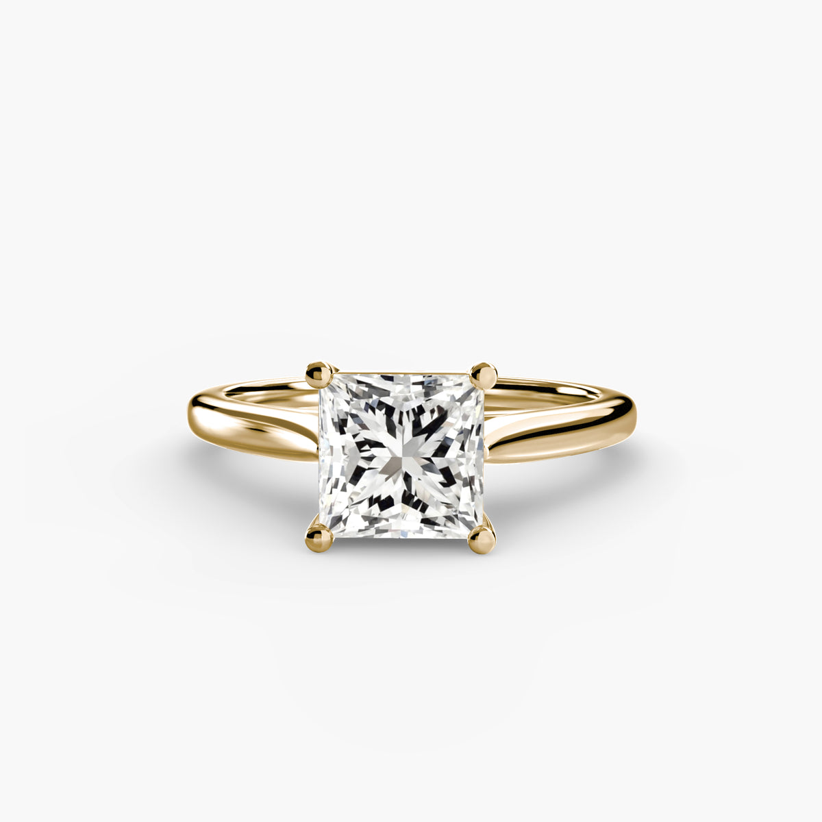 Orla Princess Four-Claw Solitaire in yellow gold
