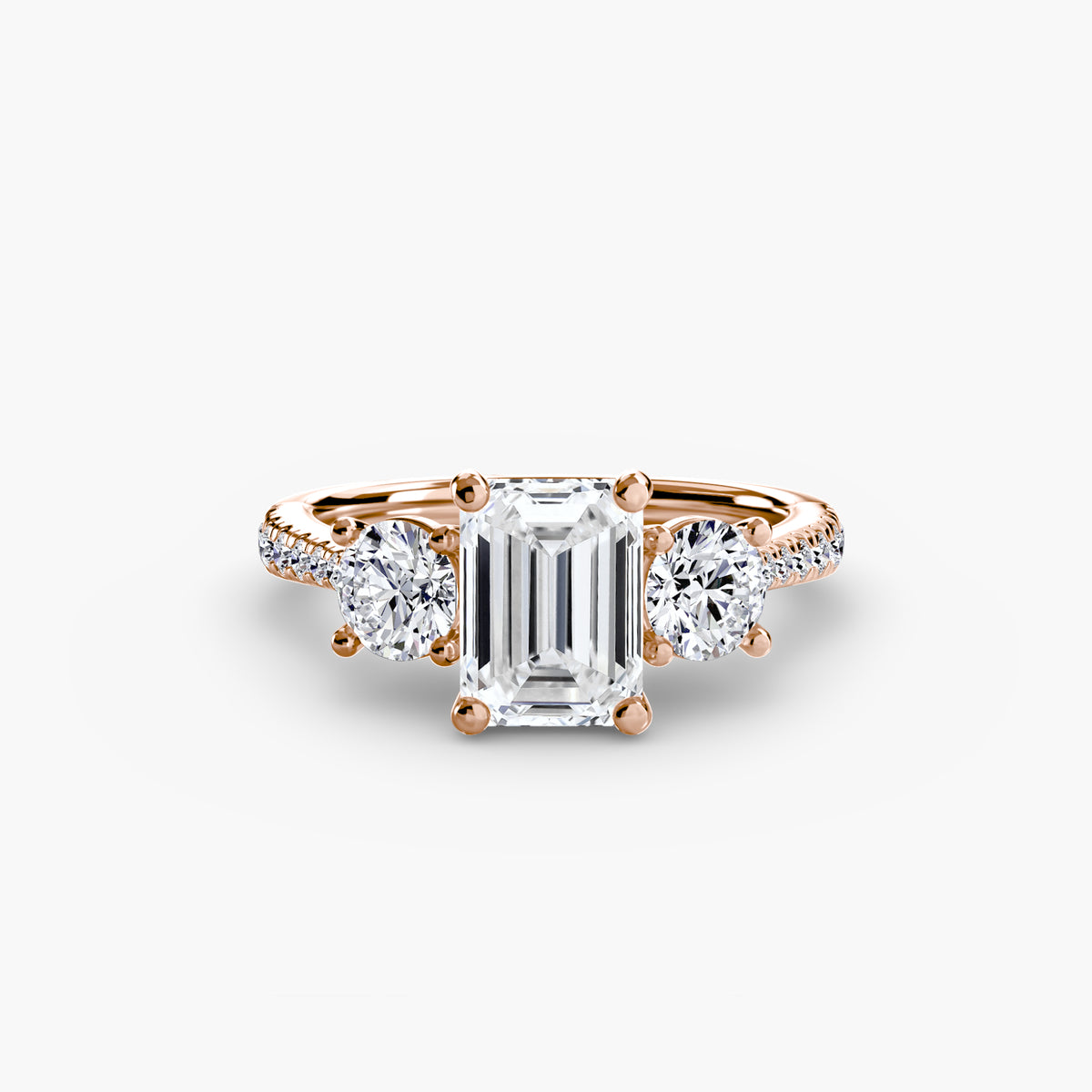 Zoe Emerald Trilogy Pavé in rose gold