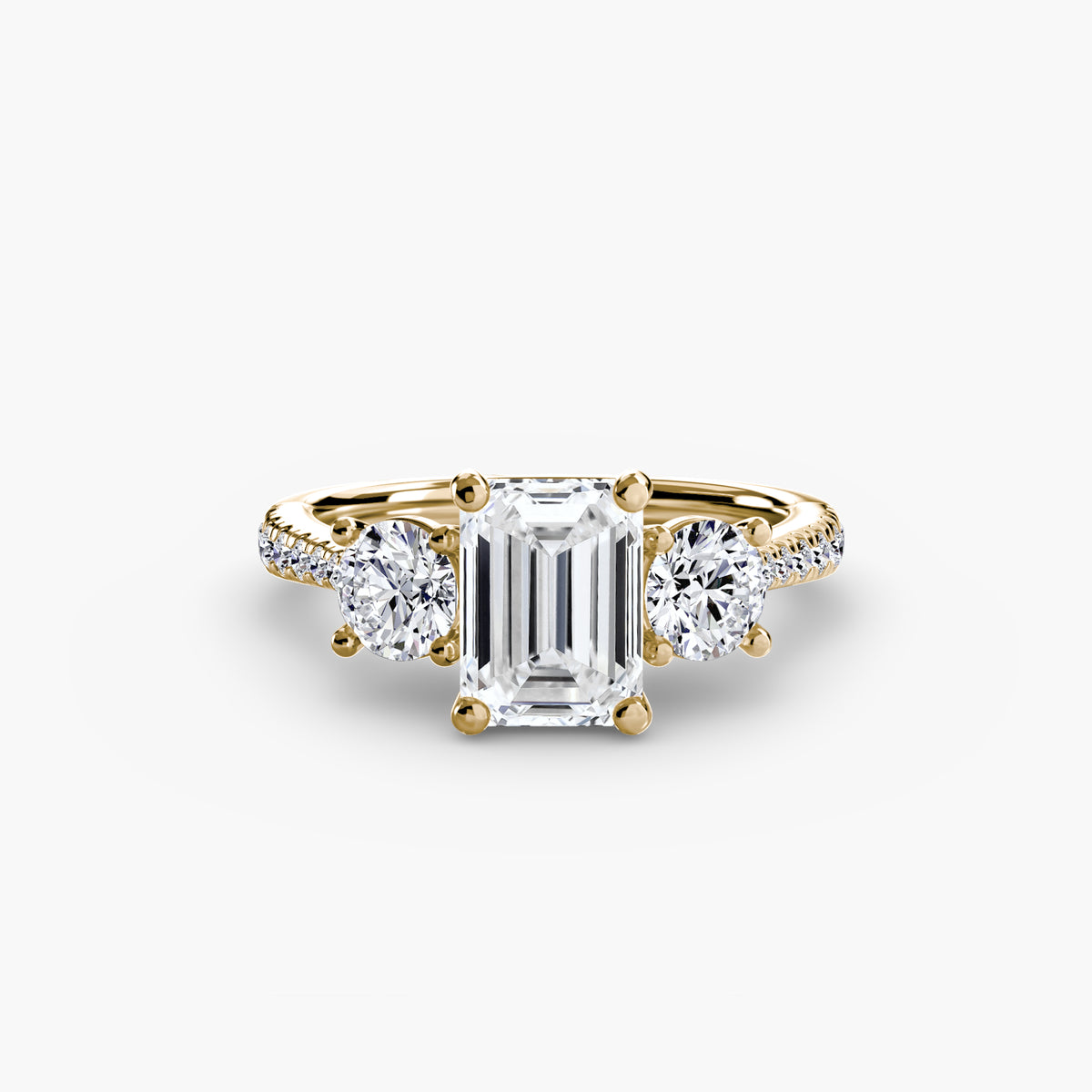 Zoe Emerald Trilogy Pavé in yellow gold