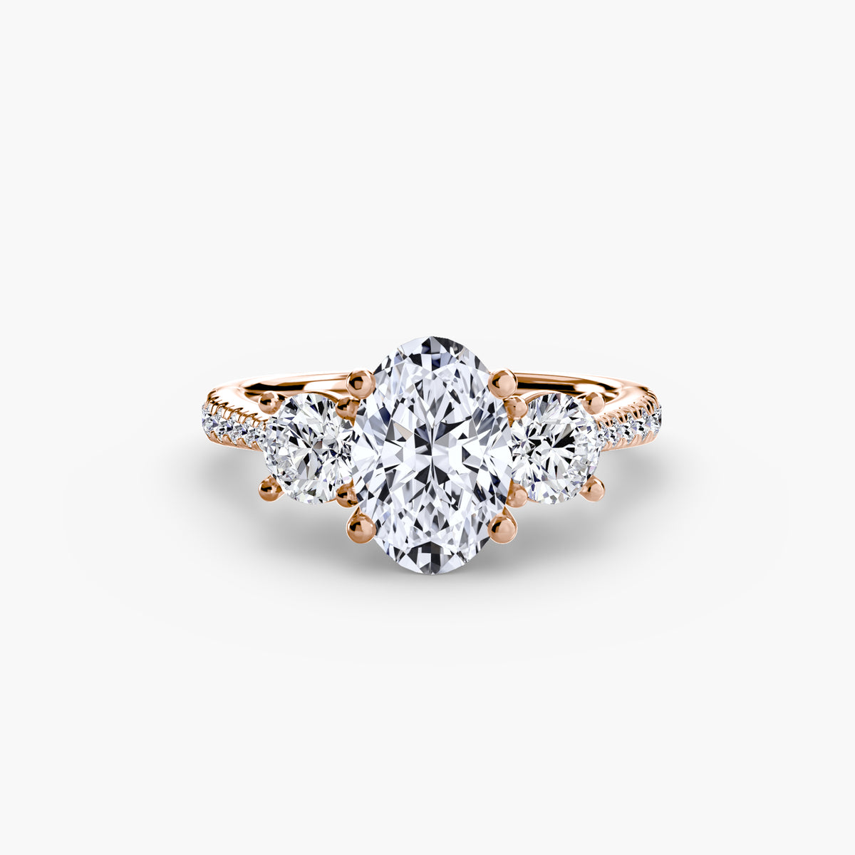 Aria Oval Trilogy Pavé in rose gold