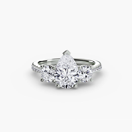 Olive Pear Trilogy Pavé in white gold