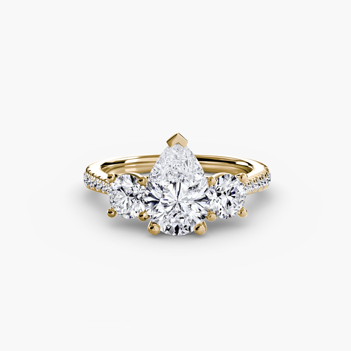 Olive Pear Trilogy Pavé in yellow gold