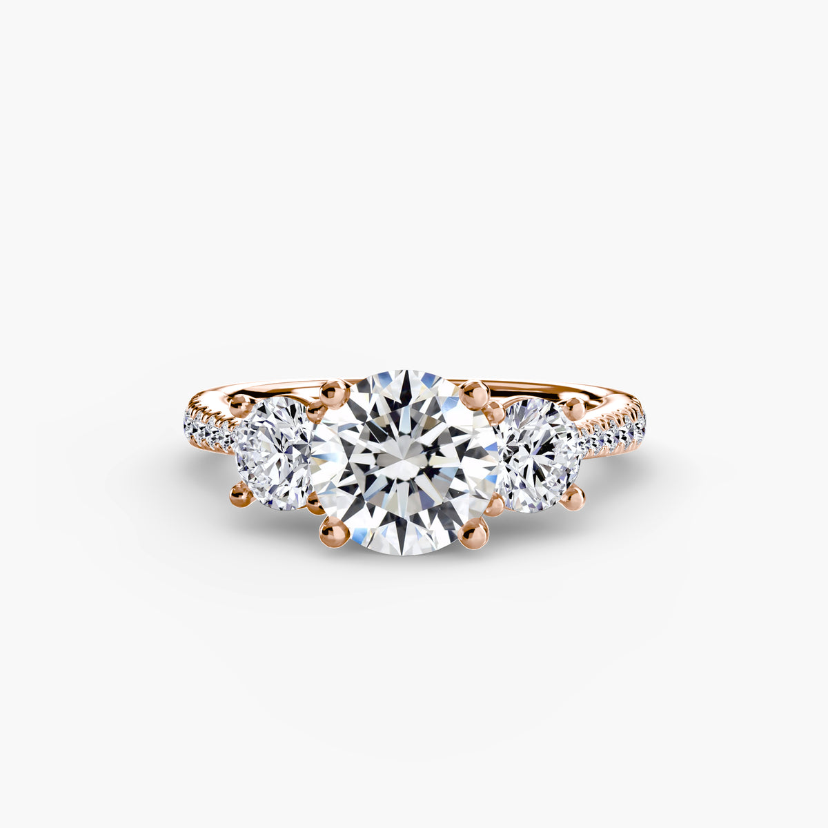 Ella Round Trilogy Pavé in rose gold