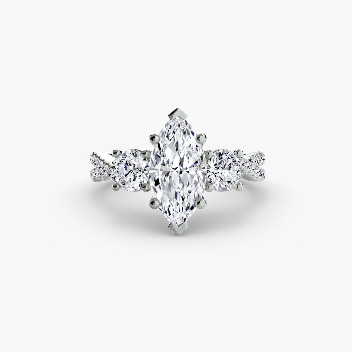 Odette Marquise Three-Stone Pavé in white gold