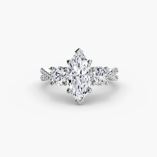 Odette Marquise Three-Stone Pavé in white gold