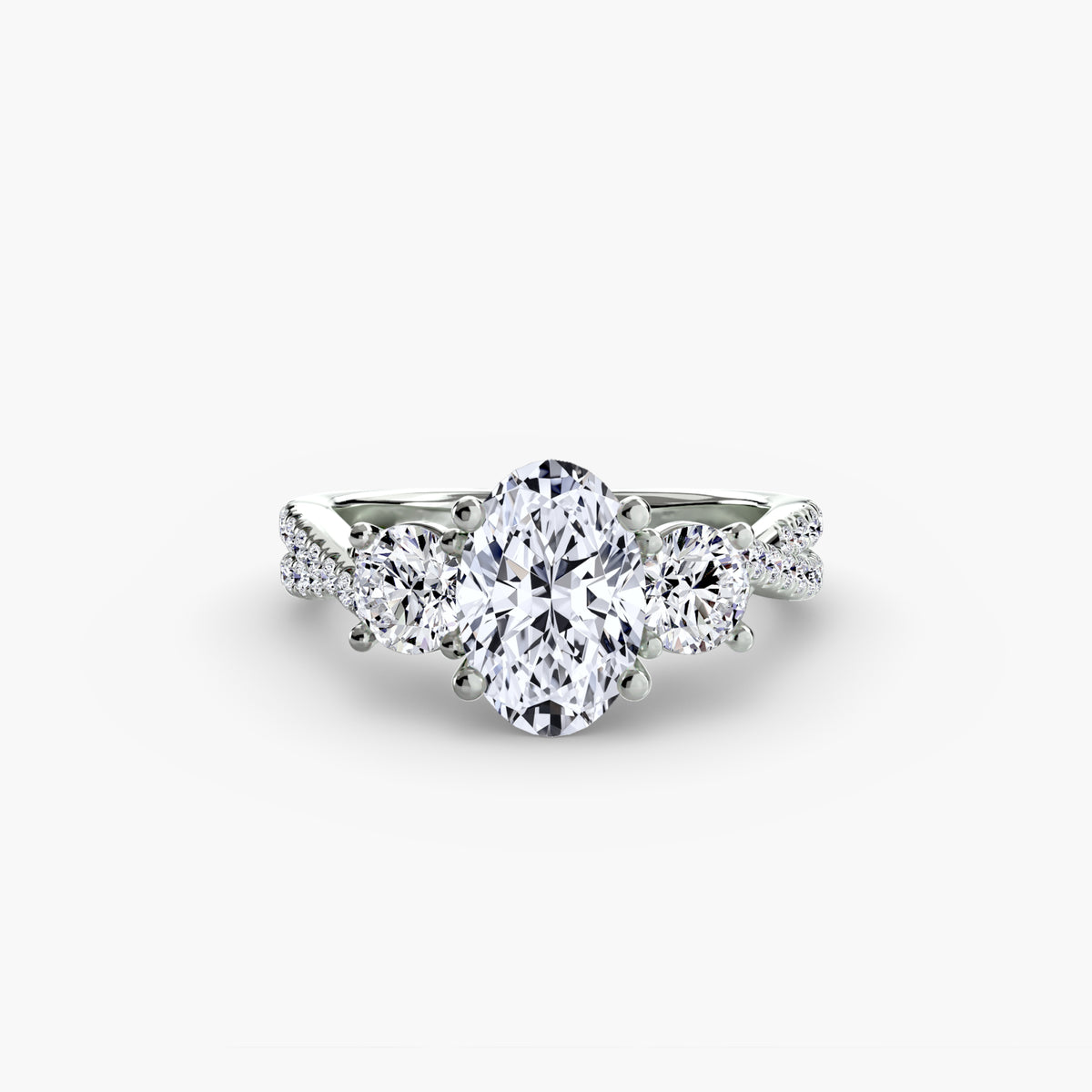 Imogen Oval Three-Stone Pavé in white gold
