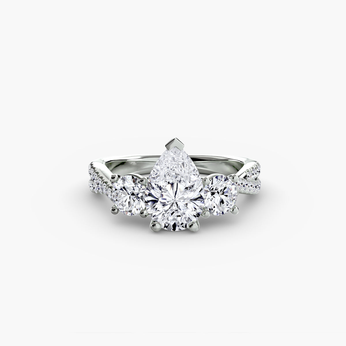 josephine pear three-stone pavé in white gold