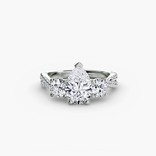 josephine pear three-stone pavé in white gold