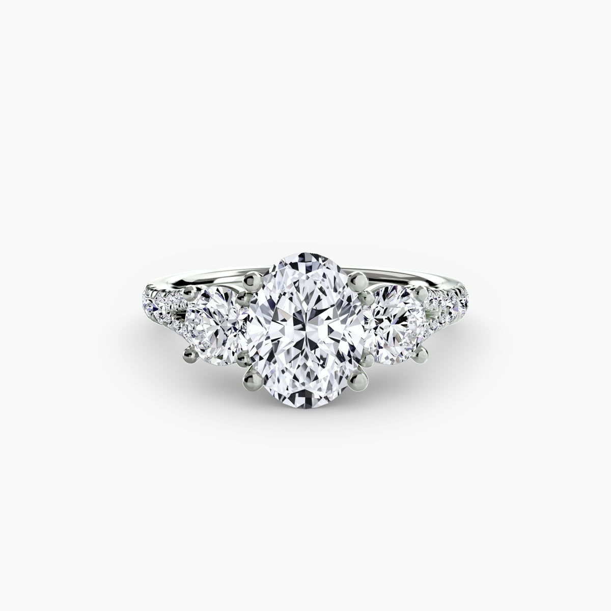 Evie Oval Three-Stone Fine Pavé in white gold