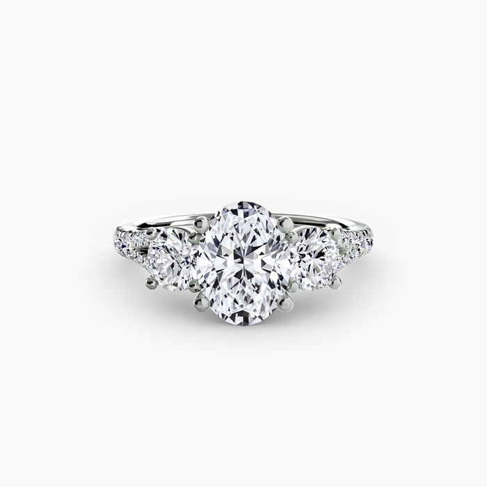 Evie — Oval Three-Stone Fine Pavé