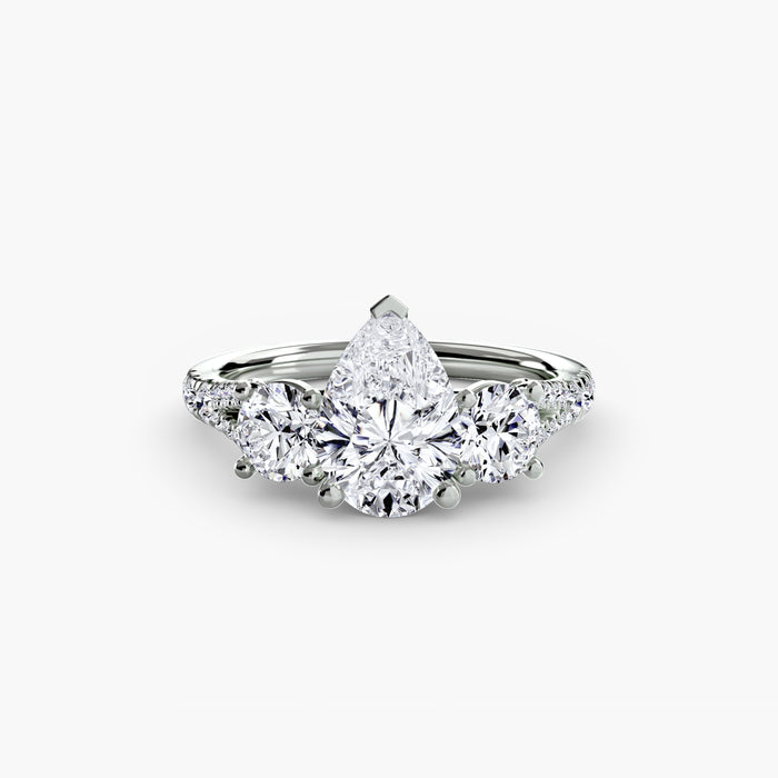 Pearl — Pear Three-Stone Fine Pavé