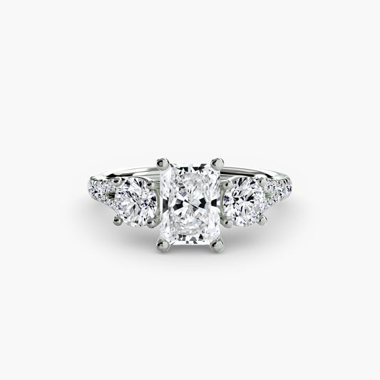 Nell Radiant Three-Stone Fine Pavé in white gold