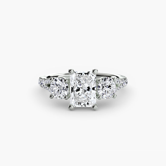 Nell — Radiant Three-Stone Fine Pavé