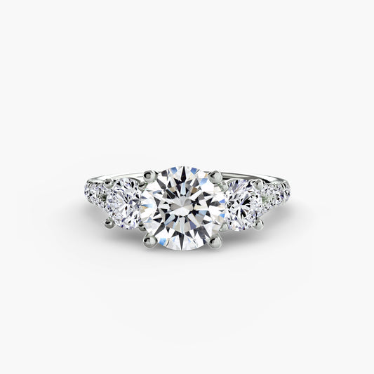 Mila Round Three-Stone Fine Pavé in white gold