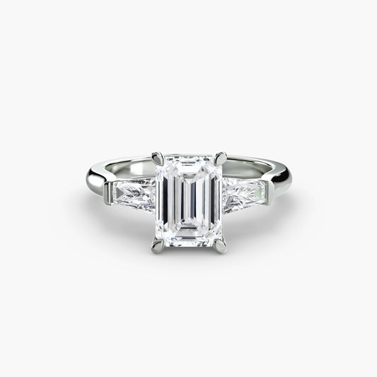 Evangeline Emerald Three-Stone Baguette in white gold