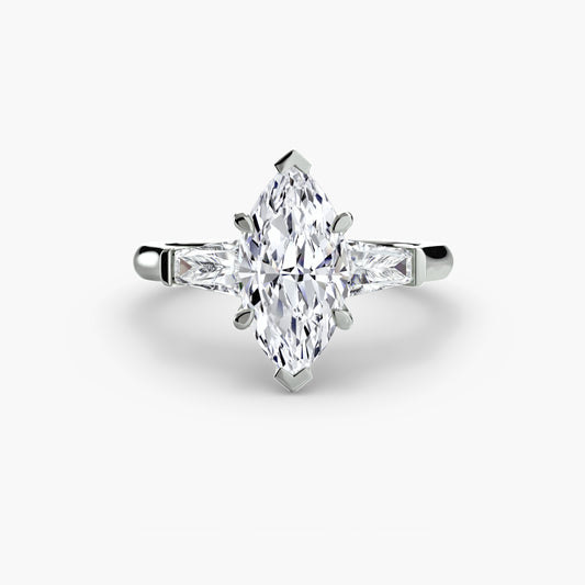 Oriane Marquise Three-Stone Baguette in white gold