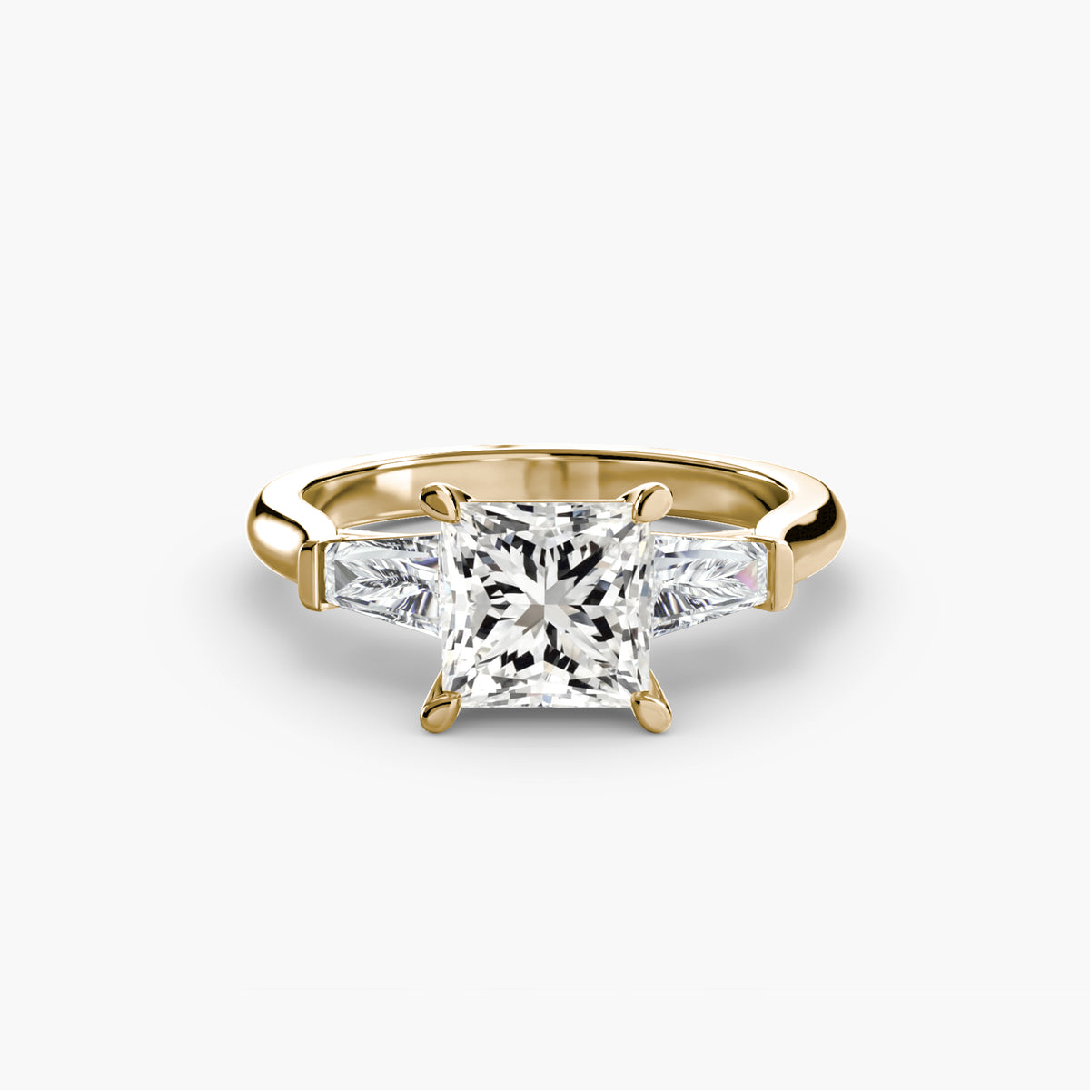 Sophia Princess Three-Stone Baguette in yellow gold