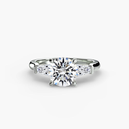 Alessia Round Three-Stone Baguette in white gold