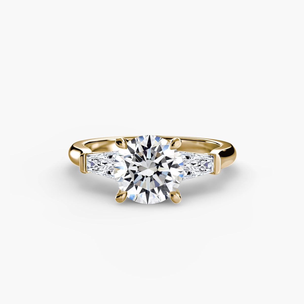 Alessia Round Three-Stone Baguette in yellow gold