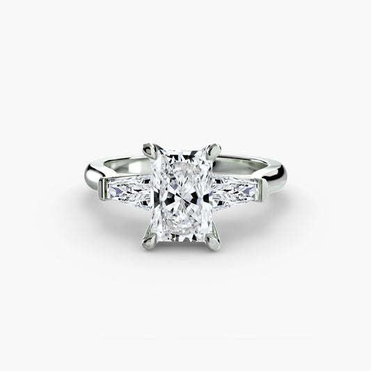 valentina radiant three-stone baguette in white gold