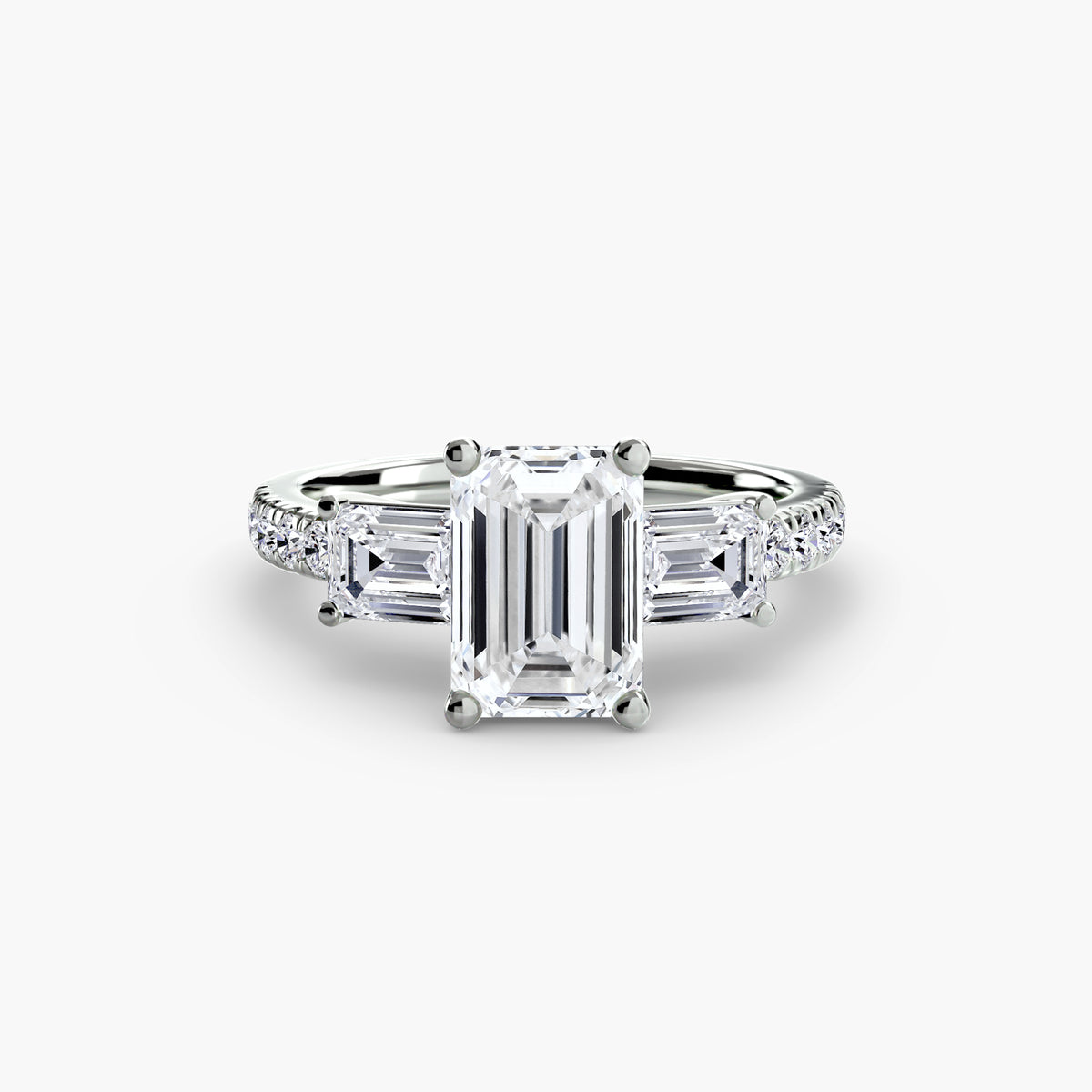 Bella Emerald Grand Three-Stone in white gold