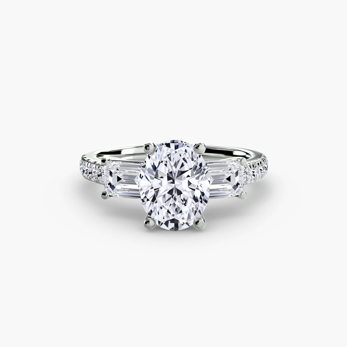 Hazel Oval Grand Three-Stone in white gold