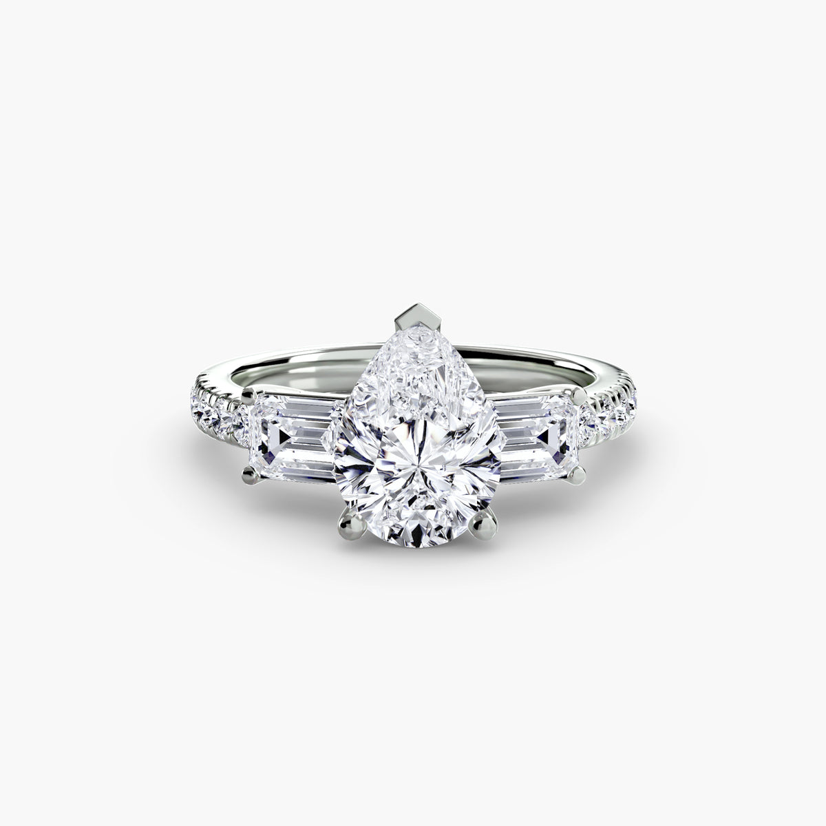 Ruby Pear Grand Three-Stone in white gold