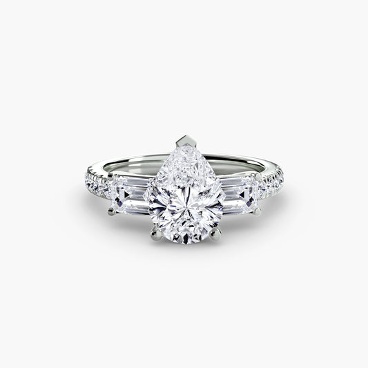 Ruby Pear Grand Three-Stone in white gold