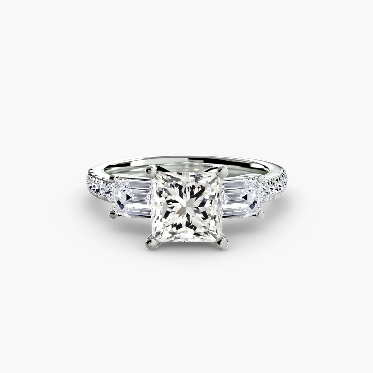 Fern Princess Grand Three-Stone in white gold