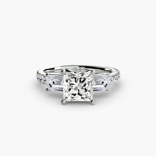 Fern Princess Grand Three-Stone in white gold