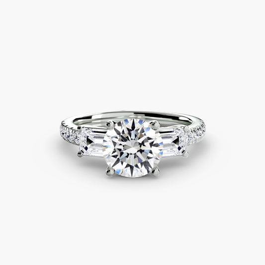 Rose Round Grand Three-Stone in white gold