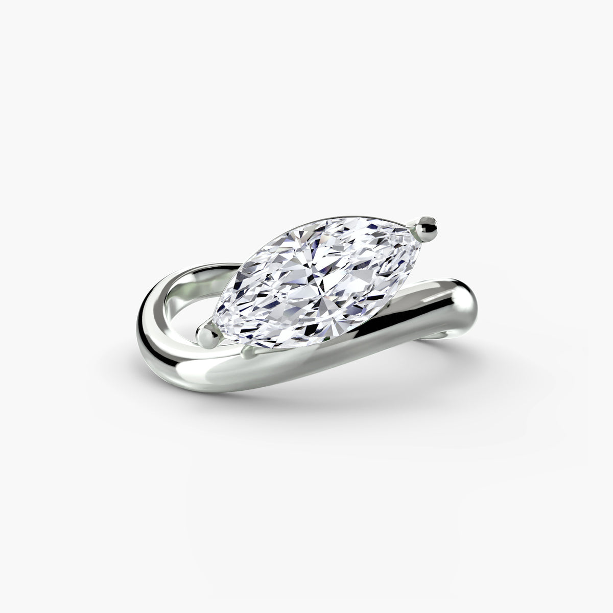 seraphine marquise wave solitaire in white gold