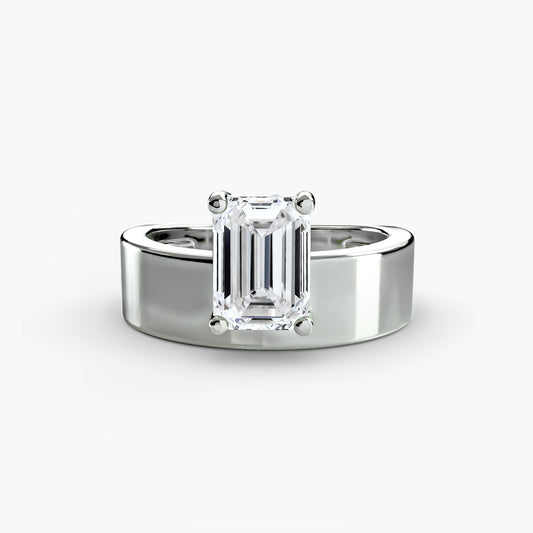 eleanor emerald wide-band solitaire in white gold