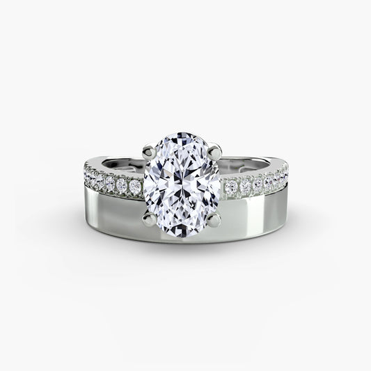 Victoire Oval Wide Pavé Band in white gold