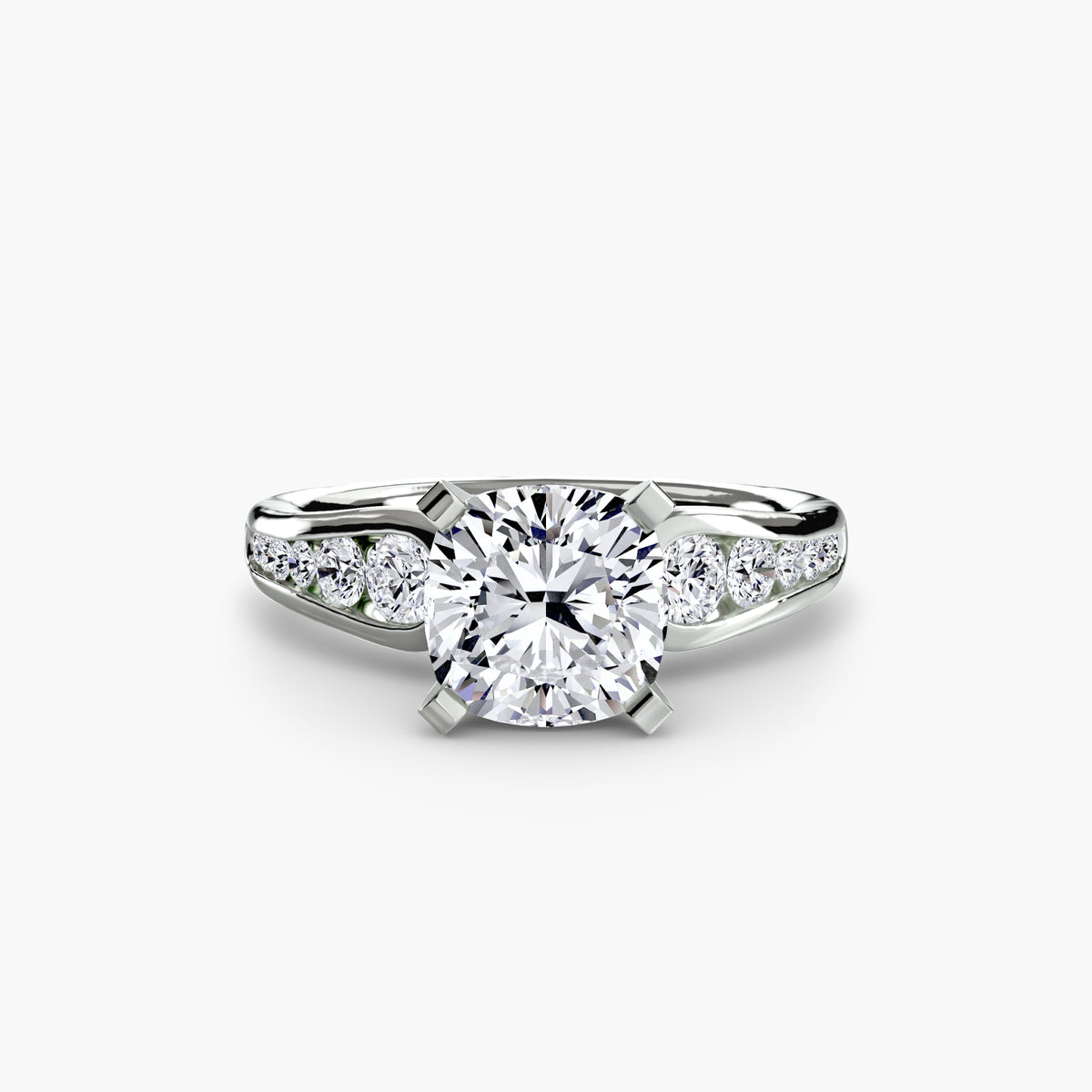 Hana Cushion Cathedral Pavé in white gold