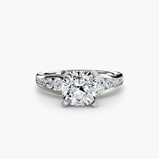 Hana Cushion Cathedral Pavé in white gold