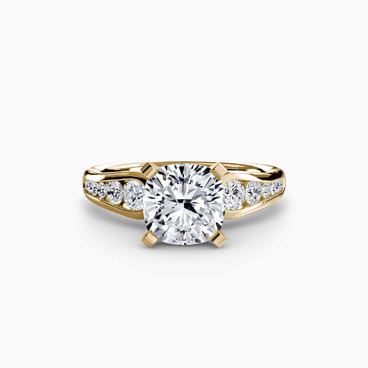 Hana Cushion Cathedral Pavé in yellow gold