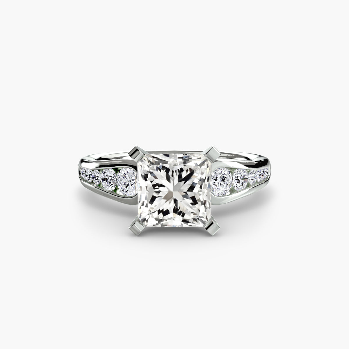 Noa Princess Cathedral Pavé in white gold
